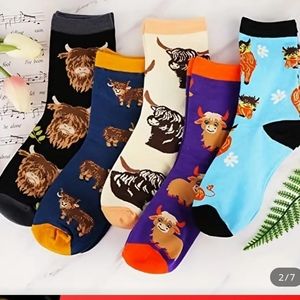 Lot of 5 pairs of Highland cows socks new